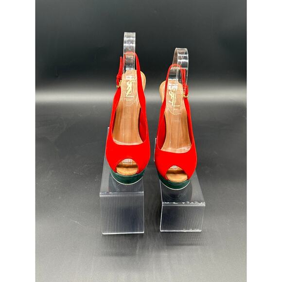 Yves saint Laurent suede peep toe platform - Picture 2 of 16